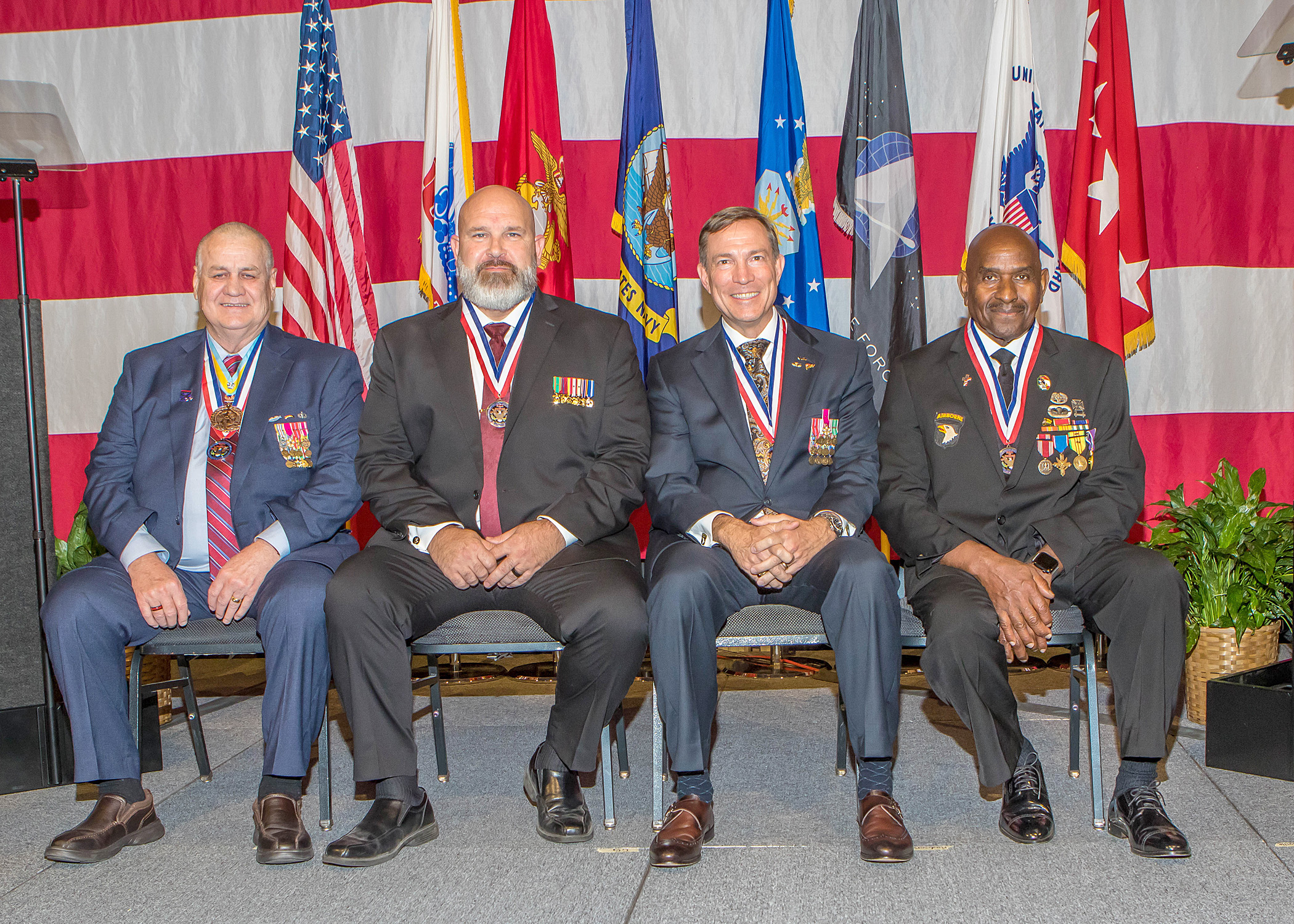 2023 Hall of Heroes inductees (left to right):  Col. (retired) Roy Adams, James Andrews, William Johnson, Ronald Wright
